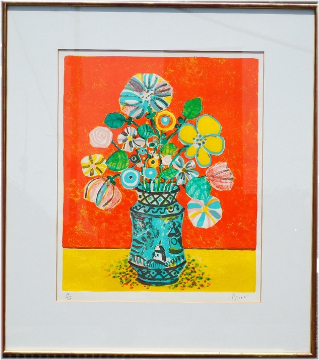 ポール・アイズピリの「花と花瓶（A flower which background is