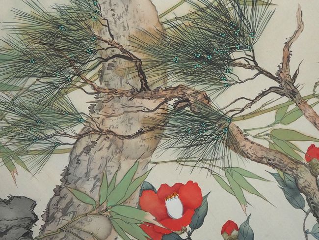 真作】□松林桂月□墨竹蝸牛之図大幅□共箱
