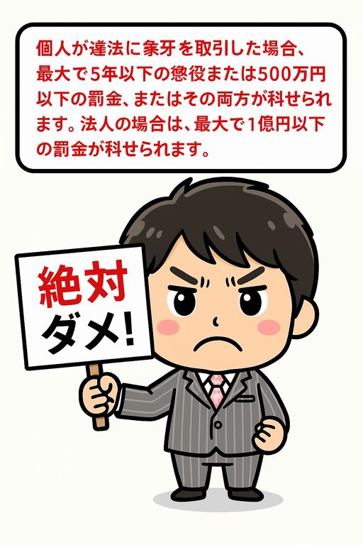 象牙(全形牙)の違法売買、譲渡の罰則